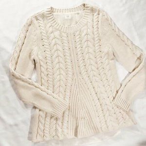 Cabi Cable Sweater with Lace-Up Back